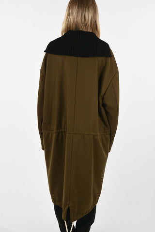Parka Coat With Flap Pockets And Drawstring