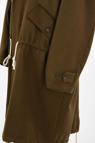 Parka Coat With Flap Pockets And Drawstring