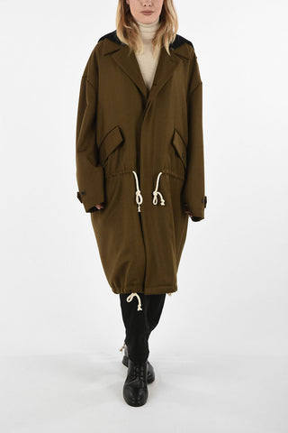 Parka Coat With Flap Pockets And Drawstring