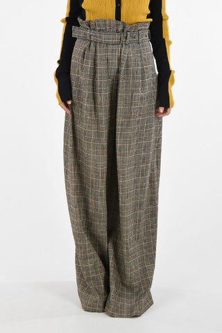 MM1 Distric Check Palazzo Pants with Belt