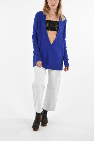 MM4 Aran Cashmere Sweater with Plunging Neckline