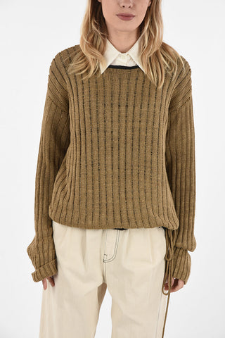 MM1 Cable Knit Flax Crew-Neck Sweater