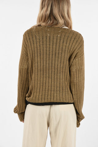 MM1 Cable Knit Flax Crew-Neck Sweater
