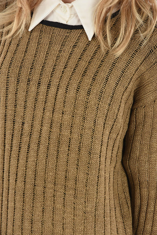 MM1 Cable Knit Flax Crew-Neck Sweater