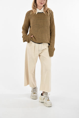 MM1 Cable Knit Flax Crew-Neck Sweater