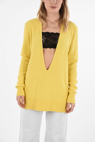 MM4 Aran Cashmere Sweater with Plunging Neckline