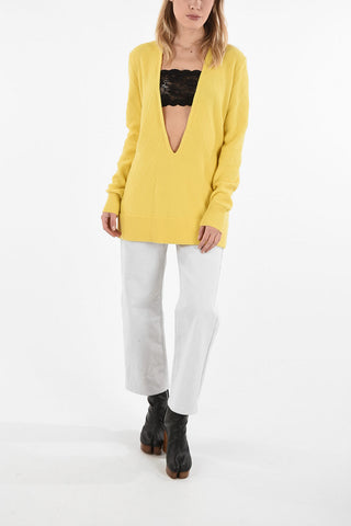 MM4 Aran Cashmere Sweater with Plunging Neckline
