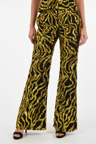Flare Pants with Sequined Embroideries