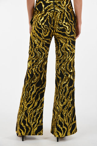 Flare Pants with Sequined Embroideries