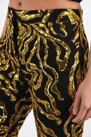 Flare Pants with Sequined Embroideries