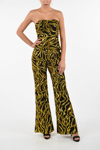 Flare Pants with Sequined Embroideries