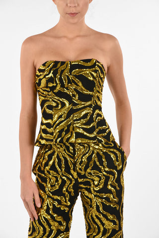 bustier top with Sequined Embroideries