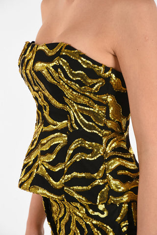 bustier top with Sequined Embroideries