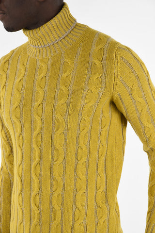 Cashmere Cable Knit Turtle-Neck Sweater
