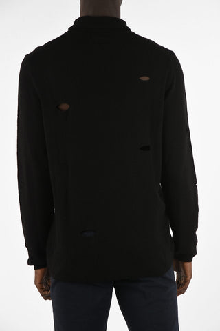 Maglia Distressed a Collo Alto in Cashmere 