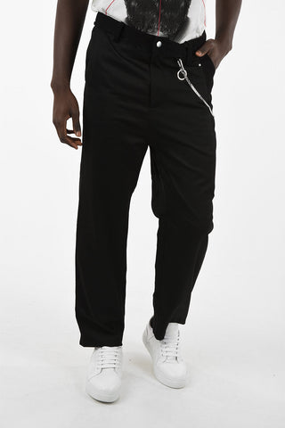 Contrasting Insert Wide Leg Jeans with Chain 22cm