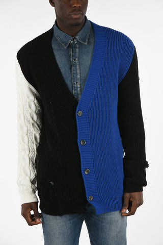 Distressed Color Block Cardigan