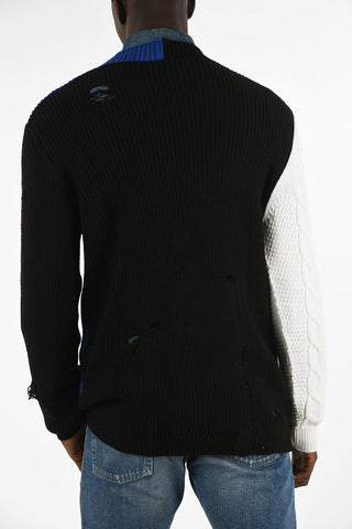 Distressed Color Block Cardigan
