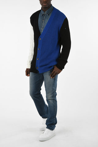 Distressed Color Block Cardigan