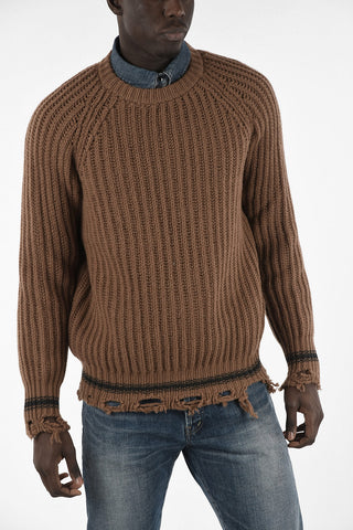 Maglia Girocollo con Orlo Sfrangiato