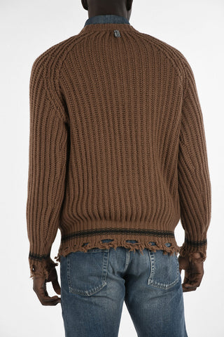 Maglia Girocollo con Orlo Sfrangiato