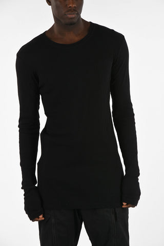 Cotton and Cashmere Ribbed Longline T-shirt