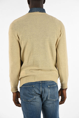 Distressed Argyle Crew-Neck Sweater