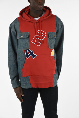 Hoodie with Denim Inserts