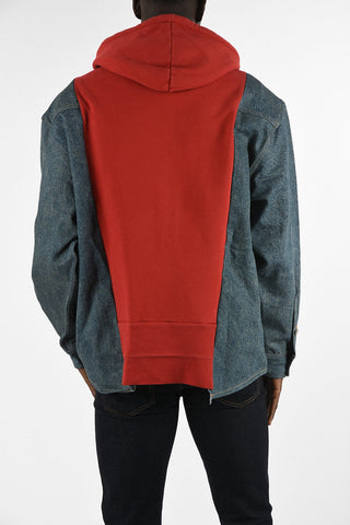 Hoodie with Denim Inserts