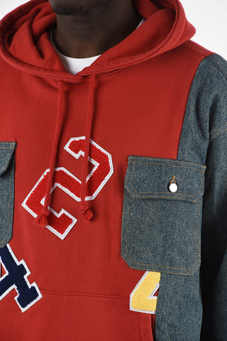 Hoodie with Denim Inserts