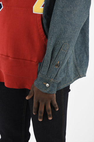 Hoodie with Denim Inserts