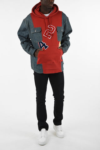 Hoodie with Denim Inserts