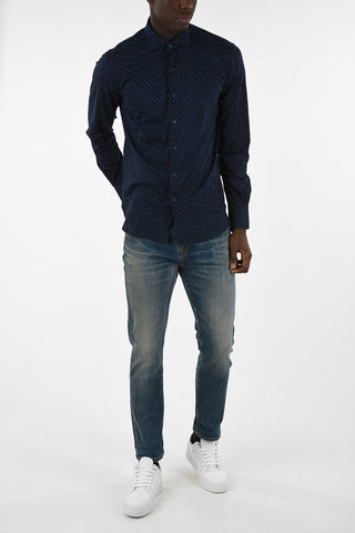 Camicia Slim Fit con Stampa Floreale