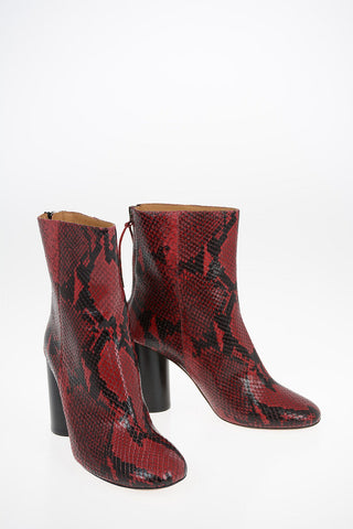 Snake Printed Leather Ankle boots with Zip Closure 9.5 cm