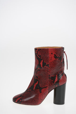 Snake Printed Leather Ankle boots with Zip Closure 9.5 cm