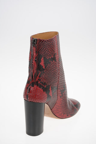 Snake Printed Leather Ankle boots with Zip Closure 9.5 cm