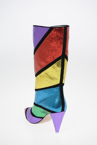Metallic Leather Pull On Boots 9 cm