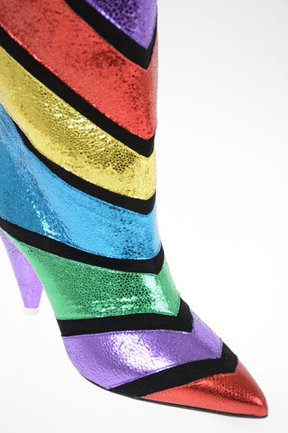 Metallic Leather Pull On Boots 9 cm