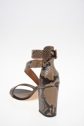 Python Printed Leather Sandals 9 cm