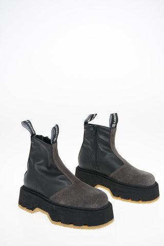 MM6 Leather and Suede Ankle Boots with Zip Closure