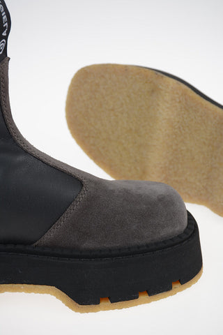 MM6 Leather and Suede Ankle Boots with Zip Closure
