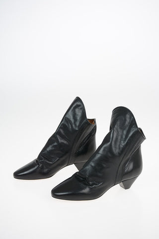 Leather Pull On Ankle Boots 5 cm