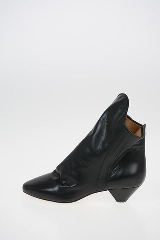 Leather Pull On Ankle Boots 5 cm