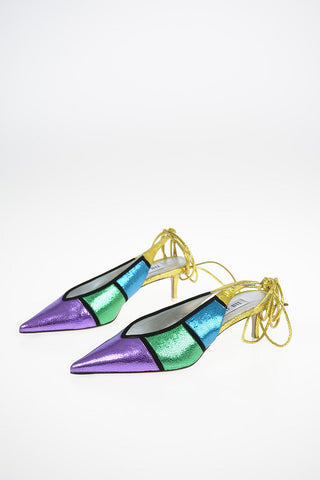 Lace Up Pumps with Kitten Heel 6 cm