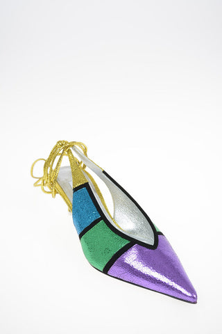 Lace Up Pumps with Kitten Heel 6 cm