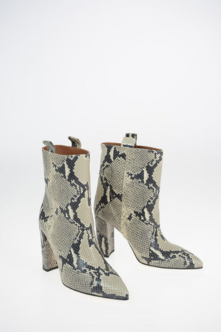 Python Printed Leather Pull On Ankle Boots 10.5 cm