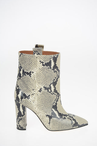 Python Printed Leather Pull On Ankle Boots 10.5 cm