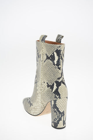 Python Printed Leather Pull On Ankle Boots 10.5 cm