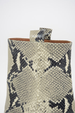 Python Printed Leather Pull On Ankle Boots 10.5 cm