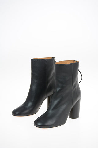 Leather Ankle Boots with Zip Closure  9 cm
